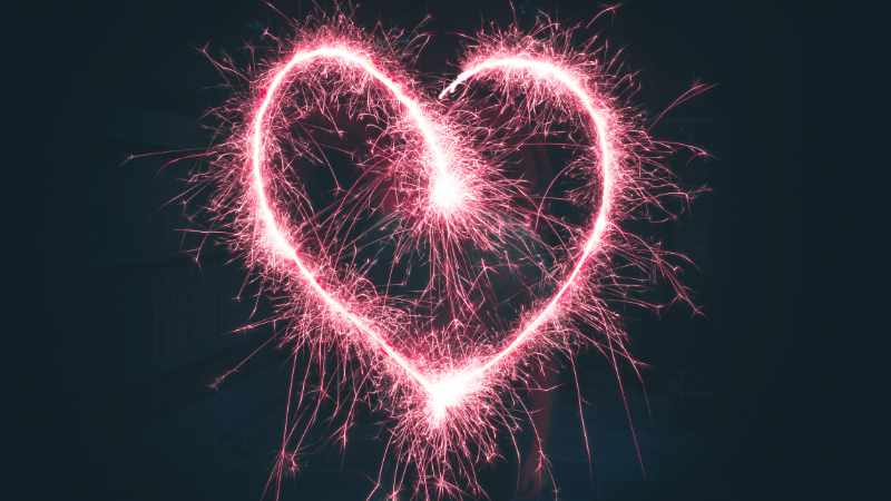 Fireworks in the shape of a heart.